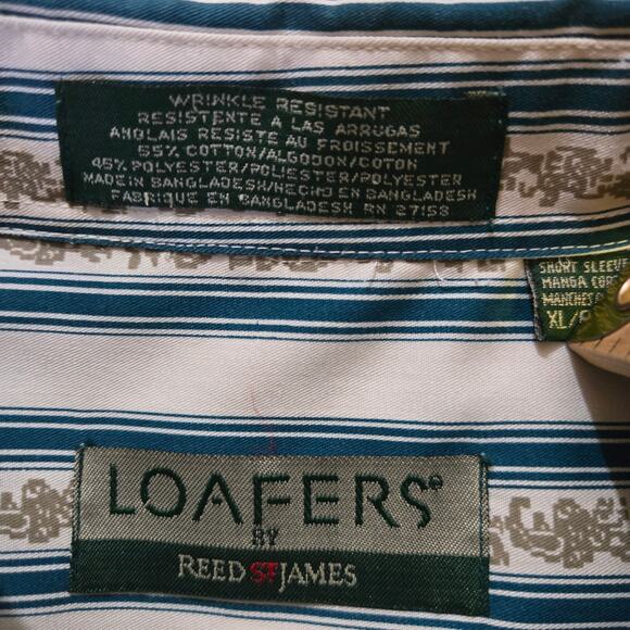 Loafers by Reed St James Mens Vintage Country Western Striped Button-Up Shirt XL - Picture 9 of 11